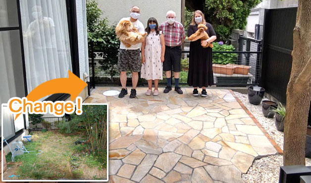 [造園]犬と猫が自由に過ごせるジェラストーンの洋風ガーデン～神奈川県の造園業者なら(株)グリーンパトロール